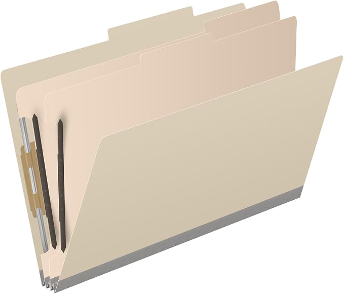 25 Pt. Pressboard Classification Folders, 2/5 Cut ROC Top Tab, Legal Size, 2 Dividers, Manila (Box of 10) - Image 2