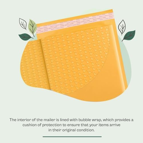 PSBM #0 250 PCS 6.5 x 10 Inch Kraft Bubble Mailers, Yellow Padded Envelopes, Self-Sealing Peel-Off Strip, Ideal for Shipping CD, DVD, Jewelry, Photos, Magazine, Books, Clothes and More - Image 4