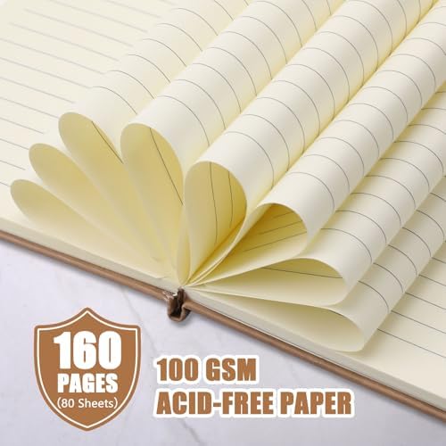 Laumoi 28 Pack A5 PU Leather Lined Notebook Journal, Khaki,Simple - Image 4
