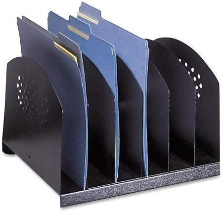 Safco 3155BL Steel Desk Organizer Rack with 6 Vertical Sections, Black - Image 2