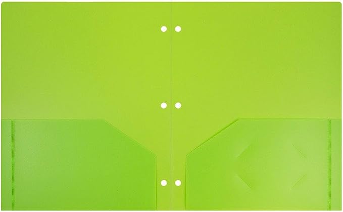 JAM PAPER Heavy Duty Plastic 3 Hole Punch Pocket Folders - Extra Tough School Folders - Lime Green - Bulk 144/Box - Image 2
