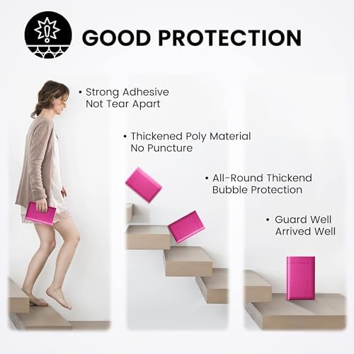 Fuxury Bubble Mailers Bulk 4x8" 800 Pack Pink Padded Envelopes - Image 5