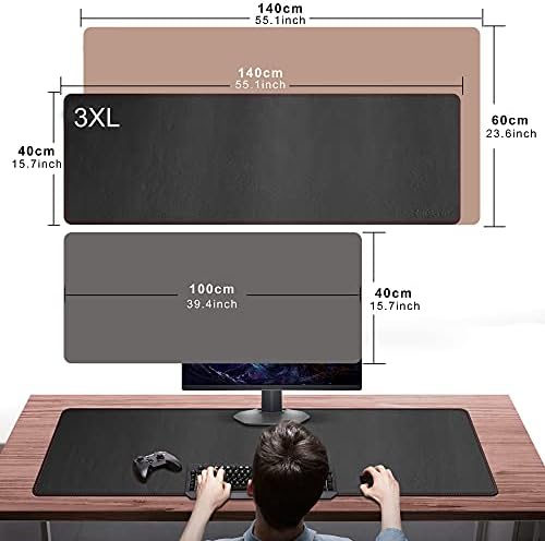 ZORESYN PU Leather Desk Pad, 55.1"x15.8", Black - Image 2