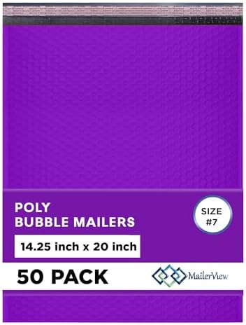 Purple Bubble Mailers 14.25x20 Self Seal Poly Padded Envelopes #7, 50 Pack by MAILERVIEW