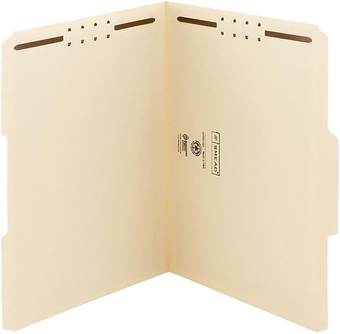 Smead Heavy-Duty Fastener File Folder, 2 Fasteners, 1/3-Cut Tab, Letter Size, Manila, 50 per Box (14600) - Image 5
