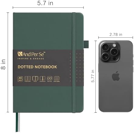 &And Per Se 10-Pack Dotted Notebooks, A5 Hardcover Dotted Journal Set, 160 Pages, 100gsm Paper, Office Supply Bulk Order, Corporate Workshop Materials – 3 Sticker Sheets Each (Green) - Image 2