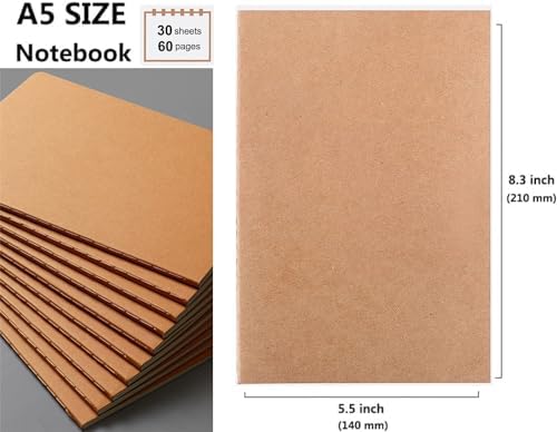 12 Pack A5 Blank Notebook Bulk Kraft Cover Travel Journals Composition Diary Subject Notebooks Planner 60 Pages, 8.3”x 5.5” - Image 5