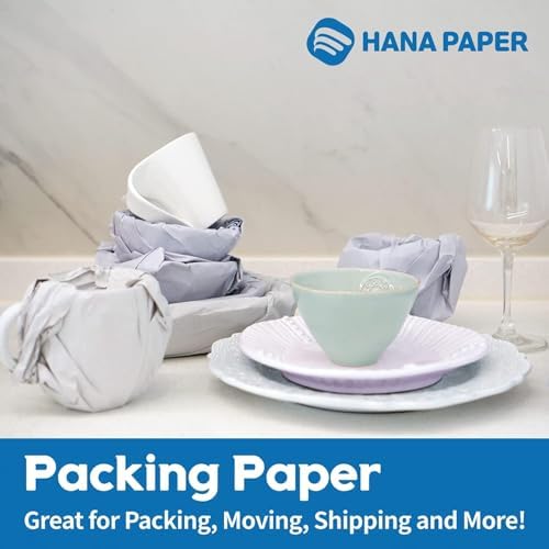 HANA PAPER 30.5" x 17" Large Size (150 sheets, 5.5lb) Packing Paper Sheets for Moving, A grade of Newsprint paper for wrapping, storage, shipping. Box packaged. Ideal for wrap dish, glassware. - Image 2