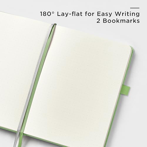 &And Per Se Dotted Journal Notebook, A5 Hardcover Leather Dotted Journal, 160 Pages 100gsm Thick Dot Grid Paper, 3 Sheets of Stickers Included - 5.7'' x 8'' (Pastel green) - Image 3