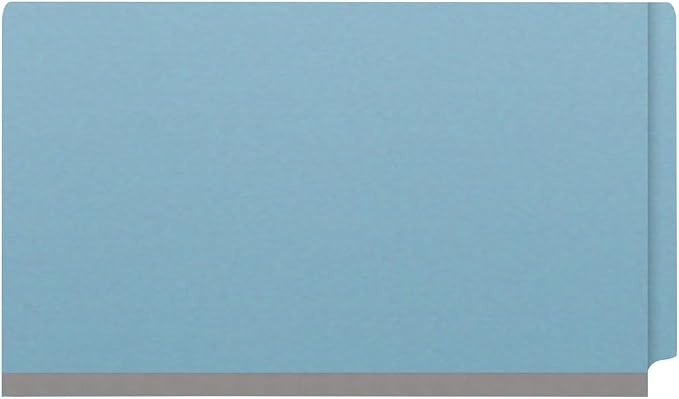 Ecom Folders End Tab Pressboard Classification Folders | Legal Size 25 Pt Type III Stock with 3 Dividers & 3" Tyvek Expansion | 2 Fasteners Pos 1 & 3 for Medical & Office Docs | Blue, Box of 10 - Image 3