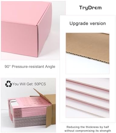 Shipping Boxes 9x6x2 Inch, Set of 45, Cute Pink Corrugated Cardboard Boxes, Mailer Packaging Boxes for Small Business Gift Literature Shipping - Image 3
