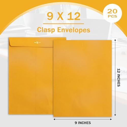 Goefun Clasp Envelopes 9 x 12, Yellow Manilla, 20 Pack - Image 3
