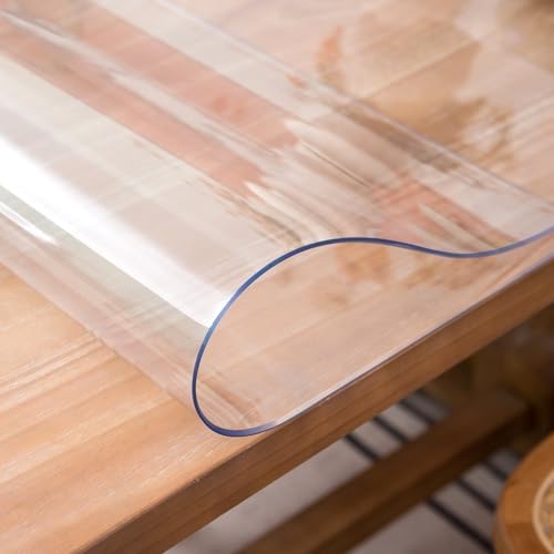 Clear Table Cover Protector, 38 x 64 Inch Table Protector for Dining Room Table, 1.5mm Thick Clear Plastic Table Cover, Table Pad Mat for Kitchen, Writing Desk Pad for Desktop - Image 5