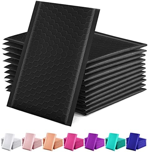 GSSUSA Black Bubble Mailers 4x8 Inches 50 Pack Self-seal Shipping Bags by GSSUSA