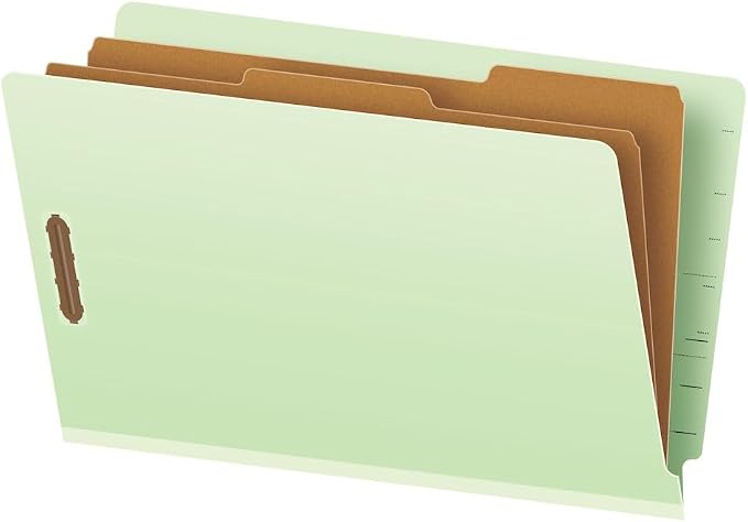 Pendaflex Pressboard End-Tab Classification Folders, Letter Size, 2 Dividers, 2.5" Expansion, Light Green, Straight Cut Tabs, 10/BX (23224) by TOPSProducts