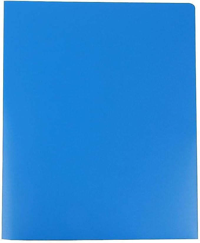 JAM PAPER Heavy Duty Plastic Two Pocket Extra Tough School Folders - Blue - 6/Pack - Image 4