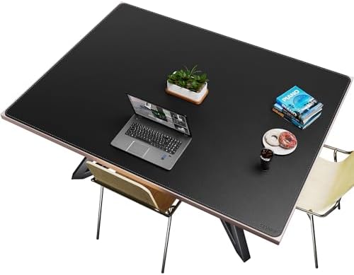 CENNBIE HUGE160 63" x 47" Black Leather Desk Mat for Conference Table, Dining Table, Work Table, Banquet Tables, Library Table by CENNBIE