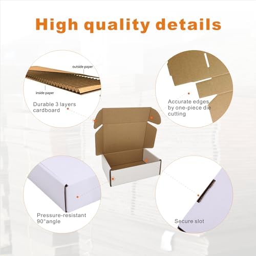50 Pack 6x4x2'' Small Shipping Boxes, Corrugated Cardboard Mailers for Business, White (CM642) - Image 3