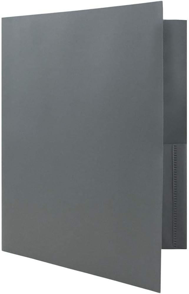 JAM PAPER Plastic Color POP Folders - 2 Pocket Durable Folders with Metal Prongs Fastener Clasps - Grey - 6/Pack - Image 4
