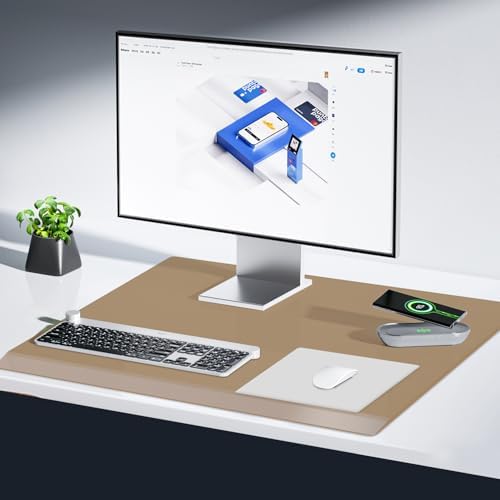 VASUHOME 32" x 20" Brown Tempered Glass Desk Mat with Beveled Edge - Ergonomic Desk Protector, Dry Erase Surface, Ideal Table Top Protector for Home & Office by VASUHOME