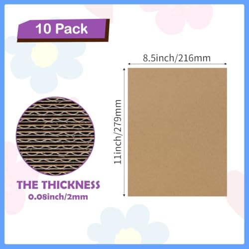 RLAVBL 10 Pack 8.5x11 Corrugated Cardboard Sheets, Flat Cardboard Inserts for Shipping, Mailing, Packing, DIY Crafts - Image 2