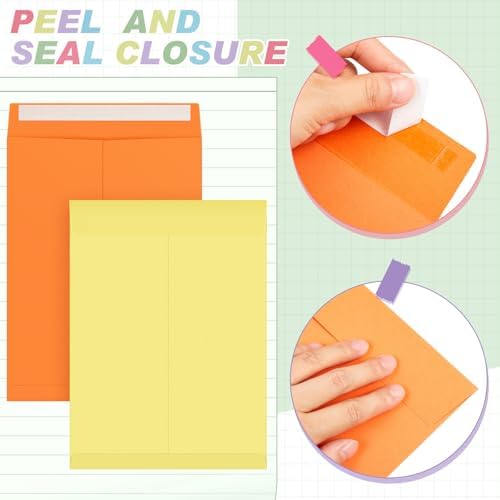 100 Pcs 10'' x 13'' Catalog Envelopes Self Adhesive 32lb Manila Envelopes Kraft Peel & Seal for Secure Mailing Storage Organizing for Office Business Home(10 Colors) - Image 4