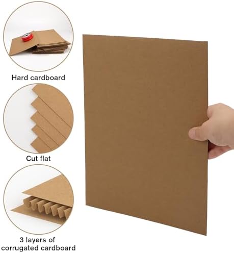 Calenzana 9x12 Corrugated Cardboard Sheets Set of 50, Flat Card Boards Inserts for Crafts, Packing, Shipping, Moving, Mailing - Image 3