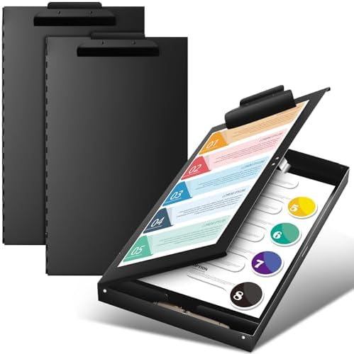 2 Pcs 11 x 17 in Aluminum Clipboards with Storage, Black by Surfinton