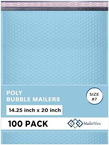 Light Blue Bubble Mailers 14.25x20 Poly Padded Envelopes #7 100 Pack by MAILERVIEW