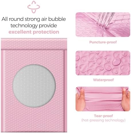 Fuxury Bubble Mailers Bulk 10.5x16 250Pack Light Pink Poly Padded Envelopes - Image 3