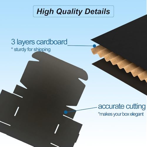 ROTCH 50 Pack 9x6x2'' Small Shipping Boxes, Black, Corrugated Cardboard Mailers (M962-E-B) - Image 3