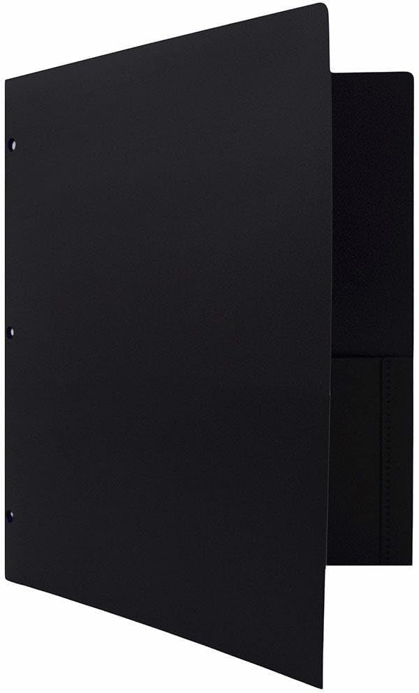 JAM PAPER Heavy Duty Plastic 3 Hole Punch Pocket Folders - Extra Tough School Folders - Black - Bulk 144/Box - Image 3
