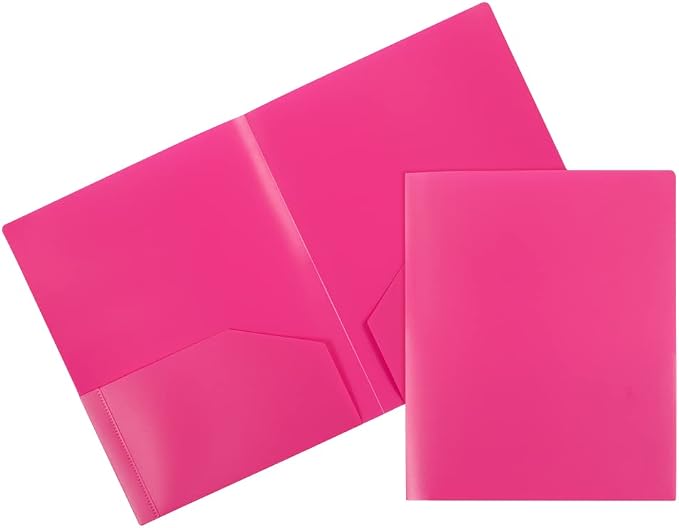 JAM PAPER Heavy Duty Plastic 2 Pocket Extra Tough School Folders - Fuchsia Hot Pink - 6/Pack by JAMPaper