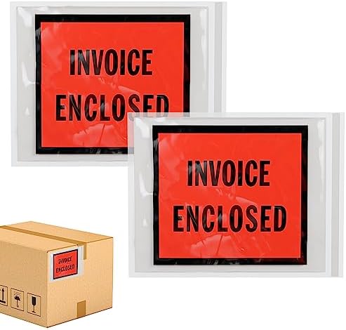 ABC PACK & SUPPLY Packing List Envelopes, Clear with Red Face Invoice Enclosed, 4 x 5 Inch, Self Seal Shipping Document Pouches 2 Mil Polyethylene, Pack of 1000 by ABCPackSupply%C2%AE