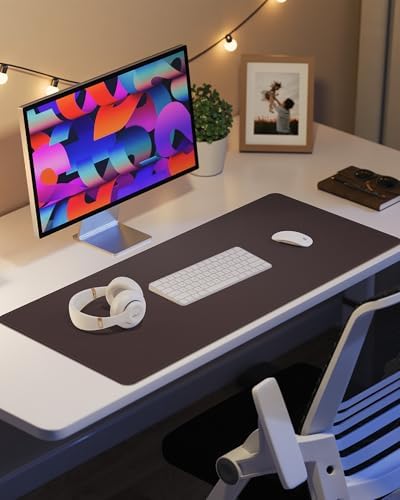 AFIING Desk Pad Protector 23.6" x 13.7" - Non-Slip Waterproof PU Leather Desk Mat for Mouse, Keyboard, Laptop, Office and Home Workspace (Coffee Brown) - Image 6