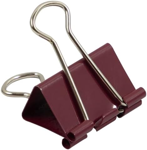 JAM PAPER Colorful Binder Clips - Medium - 1 1/4 Inch (32 mm) - Burgundy Binderclips - 15/Pack by JAMPaper