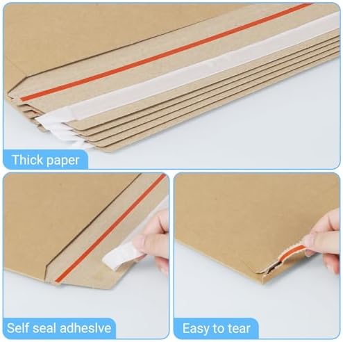 zmybcpack 25 Pack Large Kraft Rigid Mailer 10"x13.5" Rigid Envelopes - Image 3