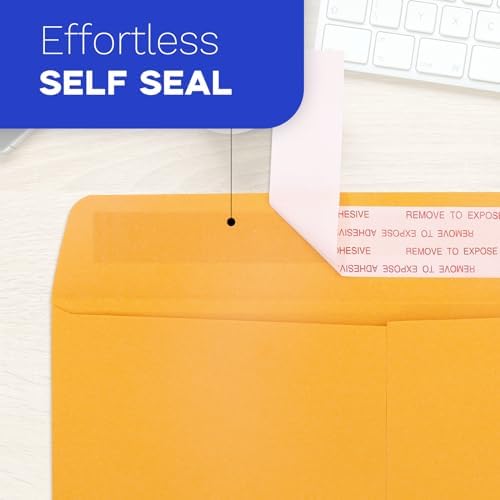 Manilla Envelopes 9x12 Self Seal 100 PCS, Goefun Brown Kraft Large Envelopes 9x12 Letter Size for Mailing - 100GSM Paper (Pack of 2) - Image 2