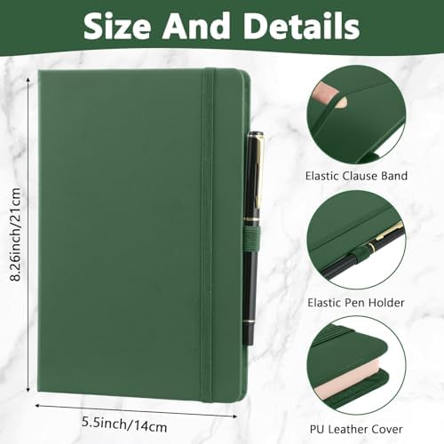 Laumoi 28 Pack A5 PU Leather Lined Notebook Journal, Green,Simple - Image 2