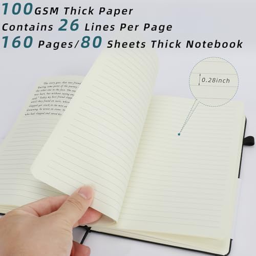 Coopay 24 Pack A5 Journal Notebook with 24 White Pens Bulk Classic Ruled Hardcover Leather Journal Set with Pen Holder for Men Women Writing Office Home School Business, 100GSM, 8.3” x 5.5” (Black) - Image 3