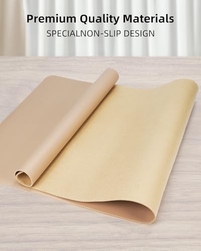 Leather Desk Protector, Large Mouse Pad & Waterproof PU Leather Blotter Mat - Non-Slip Desk Cover for Office and Home (Apricot, 36" x 17") - Image 2