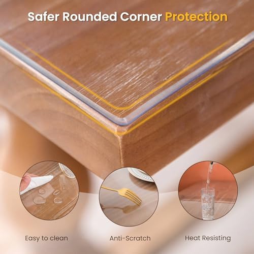 Clear Table Cover Protector, 12 x 40 Inch Clear Desk Mat, 1.5mm Thick Plastic Table Cover, Transparent Desk Cover, Desk Protector Mat for Desktop, Writing Desk - Image 4