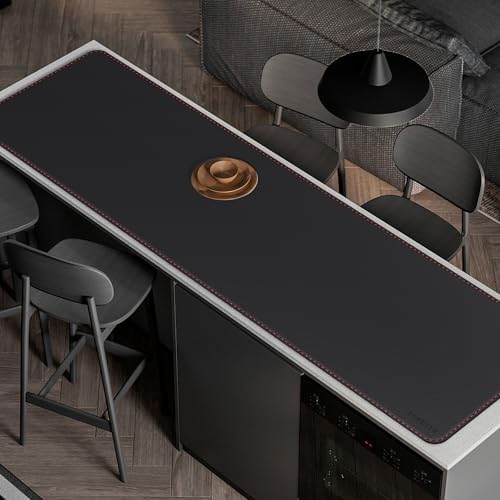 ZORESYN Large PU Leather PU Leather Desk Pad 74.8x19.7inch Black - Image 7