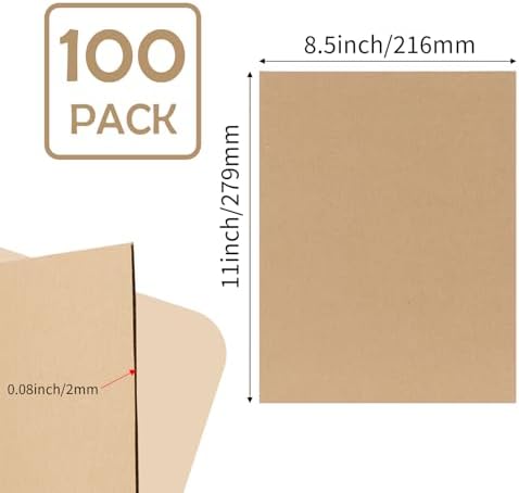 Calenzana 8.5x11 Corrugated Cardboard Sheets Set of 100, Flat Card Boards Inserts for Crafts, Packing, Shipping, Moving, Mailing - Image 2