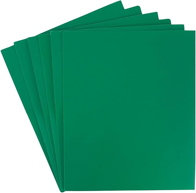 JAM PAPER Heavy Duty Plastic 2 Pocket Extra Tough School Folders - Green - 6/Pack - Image 3