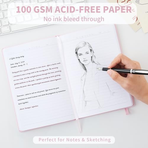 Heture Hardcover Notebooks, A5 Lined Journals Notebook for Writing 160 Pages, 8.2 x 5.5 inch, Classic Ruled Notebooks for College/Work/Travel (Pink, 1 Pack) - Image 5