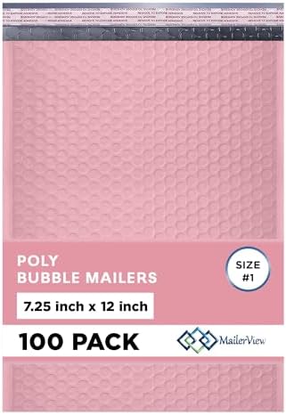 Light Pink Bubble Mailers 7.25x12 Poly Padded Envelopes #1 100 Pack by MAILERVIEW