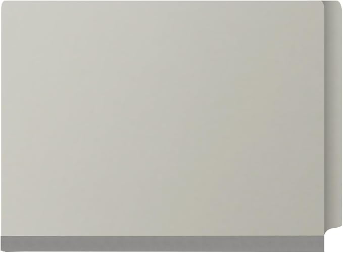 25 Pt. Pressboard Classification Folders, Full Cut End Tab, Letter Size, 2 Dividers, Light Gray (Box of 10) - Image 3