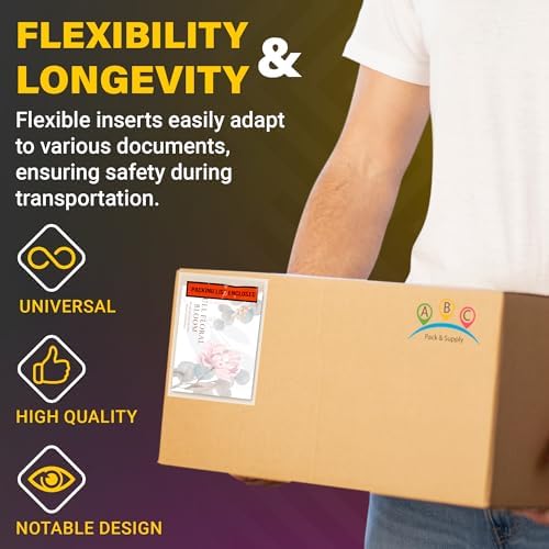 ABC Packing List Enclosed Pouches 4 x 5 Inch. 1000 Pack Clear, Red & Black 2 Mil Polyethylene Slip Envelope Pouches. Self Seal List Envelopes. Packing List Invoice Enclosed Envelopes - Image 4