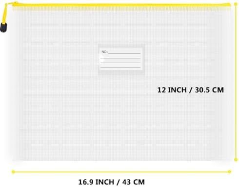BOPART 24pcs Extra Large Mesh Zipper Pouch Bags 16.9x12 Inches Board Game Storage, A3 Plastic Zip File Bag with Label Pocket for Office, Large Mesh Bags for Project & Puzzle Organization - Image 2